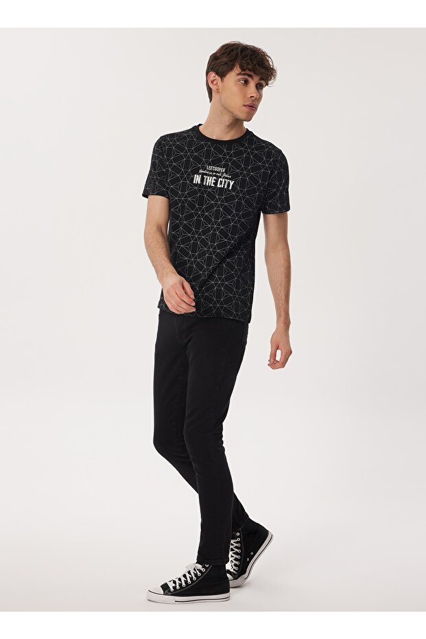 Crew Neck Black Men's T-shirt 232 Lcm242001 Cıtrel Black