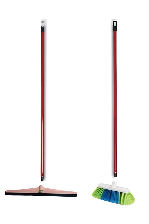 Floor Brush with Handle - Sweeper and 2-Piece Squeegee Set - 3