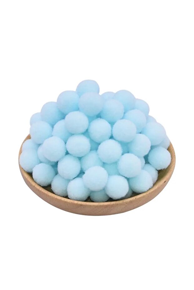 Plush Pompom Baby Blue 2 Cm 50 Pieces