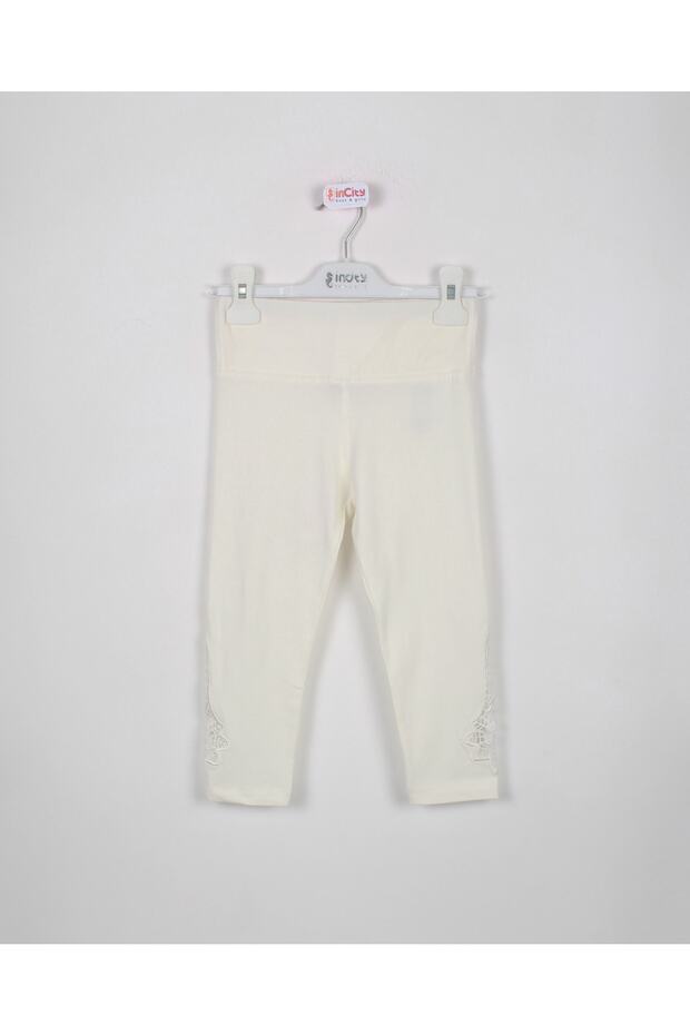 Girl's Lace Detailed Ecru White Tights