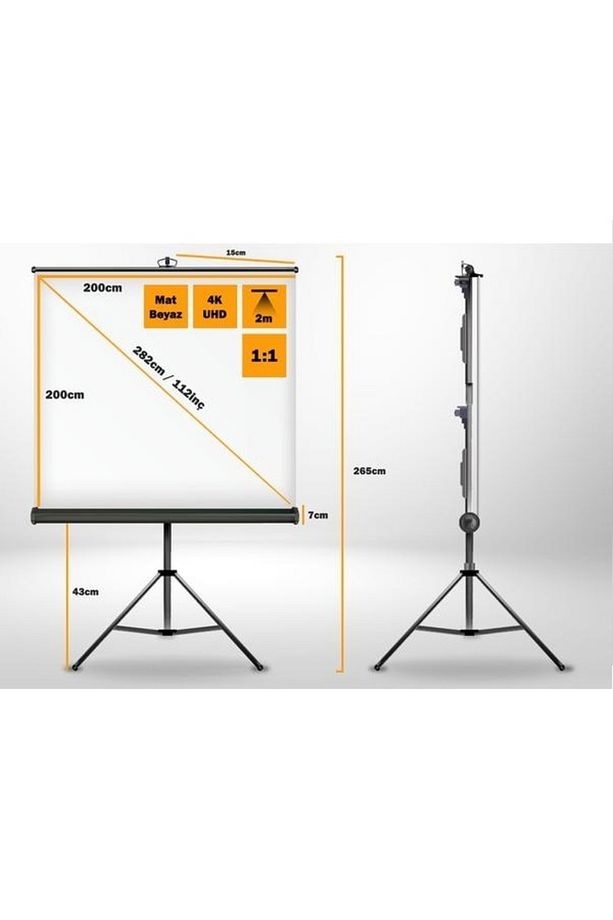 200x200cm Tripod Ayaklı Projeksiyon Perdesi - 3