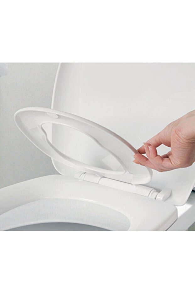 Universal Çocuk Adaptörlü Çift Kullanım Yavaş Kapanan Klozet Kapağı Oval C Form - 5