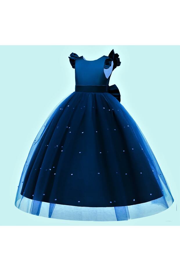 Girl's Long Skirt Pearl Detailed New Year's Graduation Birthday Party Evening Dress