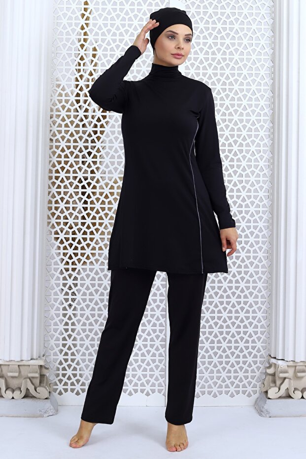 Long Sleeve Hijab Black (with pants) swimsuit