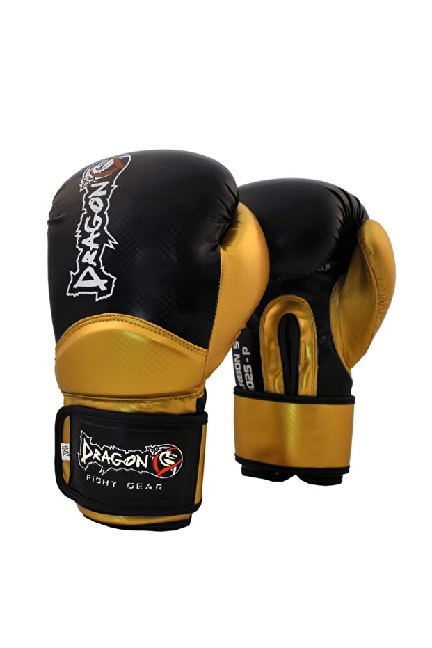قفازات الملاكمة والركلة من الكربون Muay Thai باللون الأسود والذهبي