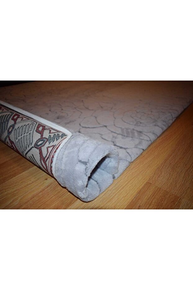 Welsoft Halı Örtüsü Gül Desen Gri - 3