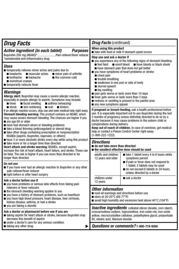 Basic Care Ibuprofen Tablets 200 Mg 500 Tablet - U.s.a - 4