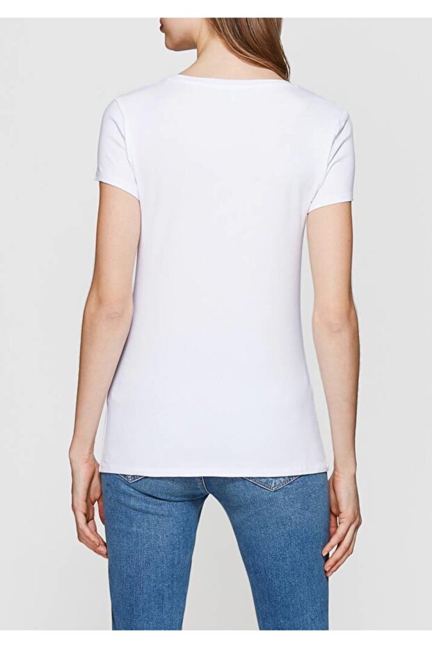 Basıc Kadın T-shırt Beyaz - 4