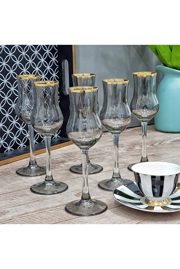 Hand Decorated 6 Person Coffee Glass Water Glass Set, Dowry Set, Gift Set