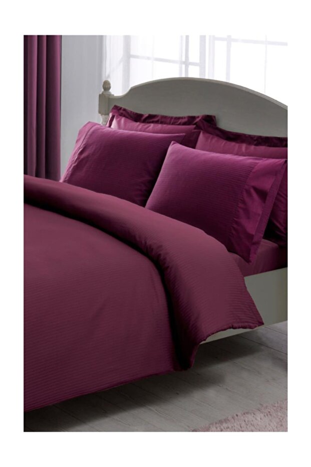 Premium Basic King Size Cotton Satin Duvet Cover Set Plum