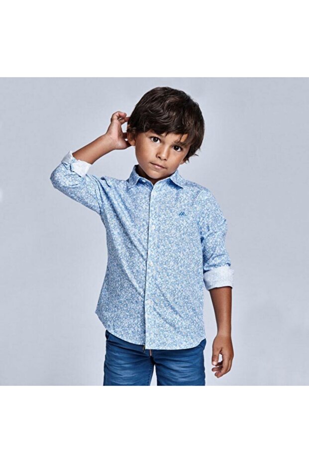 Boy's Long Sleeve Shirt Blue 3131