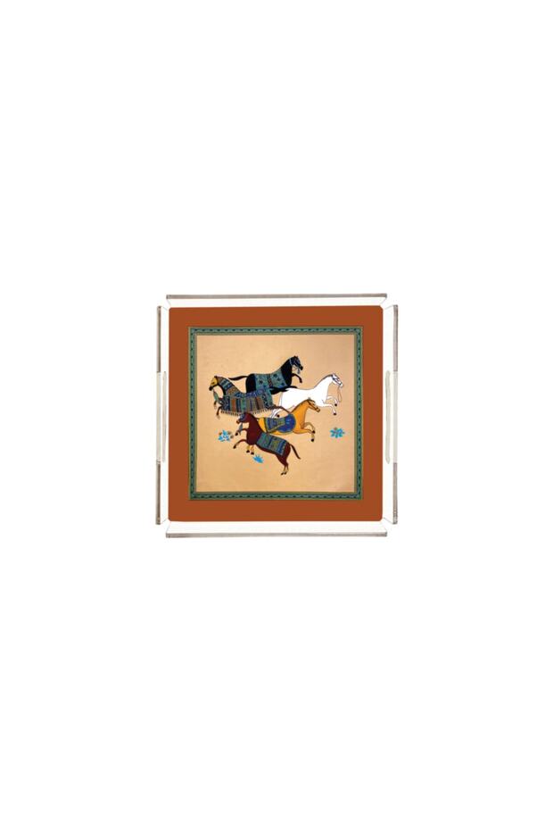 Figurative Horse Plexiglass Tray - Pt2111 - 25X25Cm