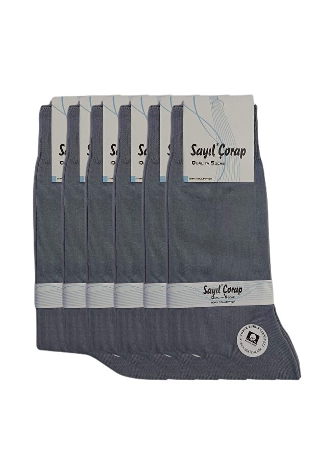 Pack of 6 Dark Gray Heel Toe Reinforced Cotton Seasonal Thin Long Socks