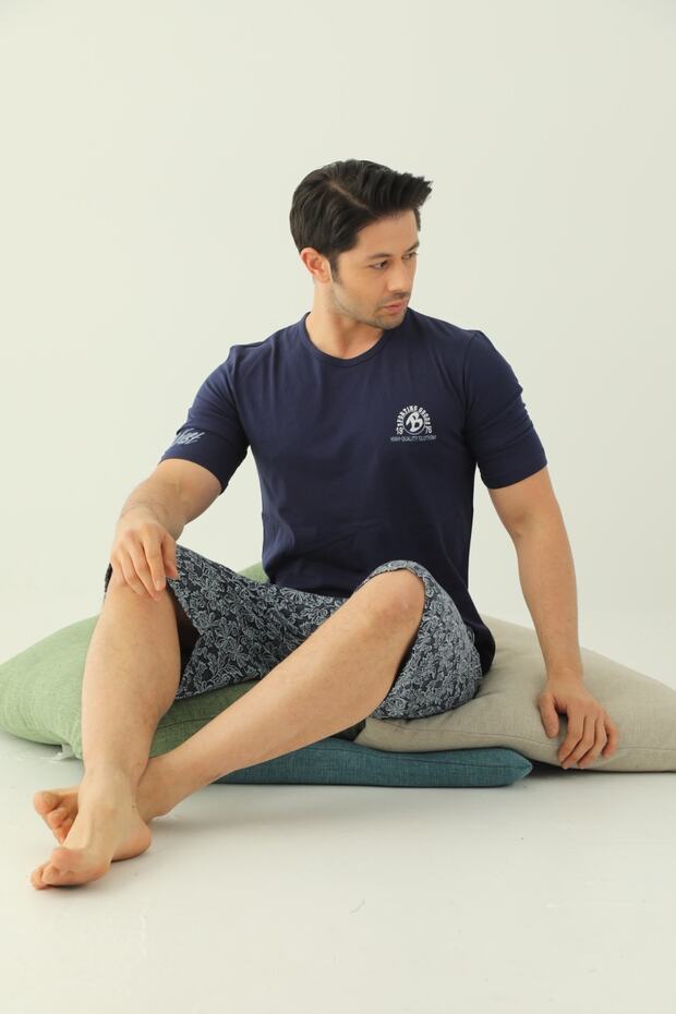 Erkek Penye Şortlu Pijama Takımı - 1