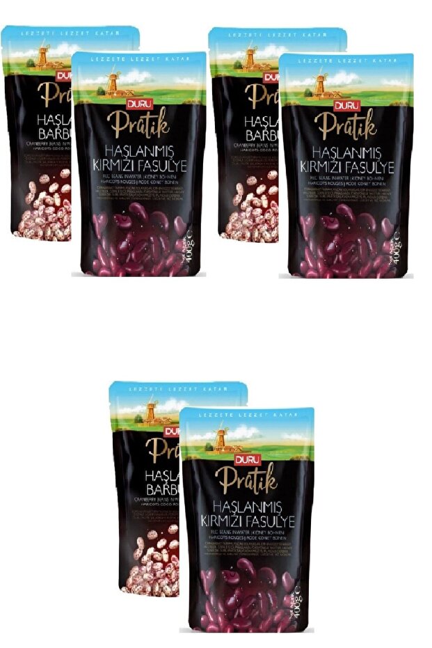 Pratik Haşlanmış Barbunya 400 Gr X 3 Adet Pratik Haşlanmış Kırmızı Fasulye 400 Gr X 3 Adet - 1