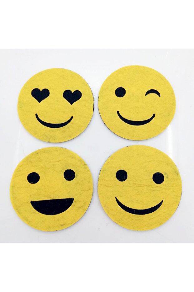 Підставка під чашку з фетру Emoji жовта 4 шт. - 2