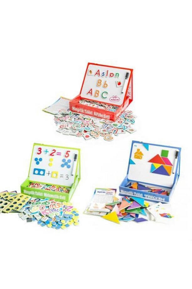 , Manyetik Tablet, Alfabe, Matematik, Tangram, 3 Lü Set - 1