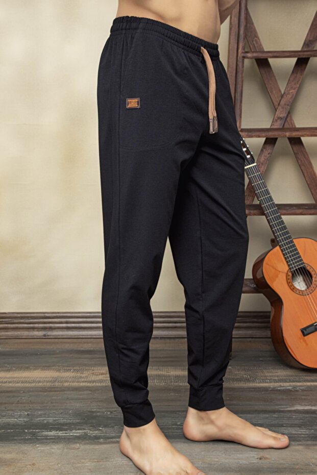 120R Men's Ribbed Single Combed Cotton Trousers Pajama Bottoms