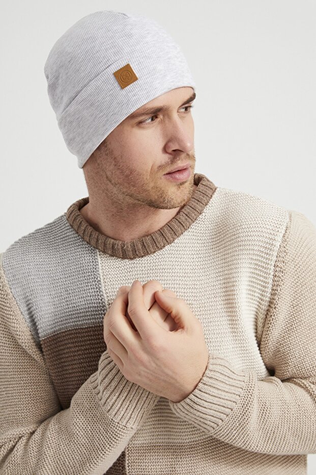 Men's Young Melange Hat Beret - Sport, Comfortable, 100% Cotton, Handmade, Domestic Production Difference