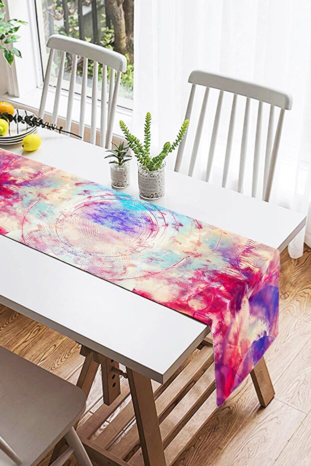 Pink Patterned Digital Printed Suede Runner - 2