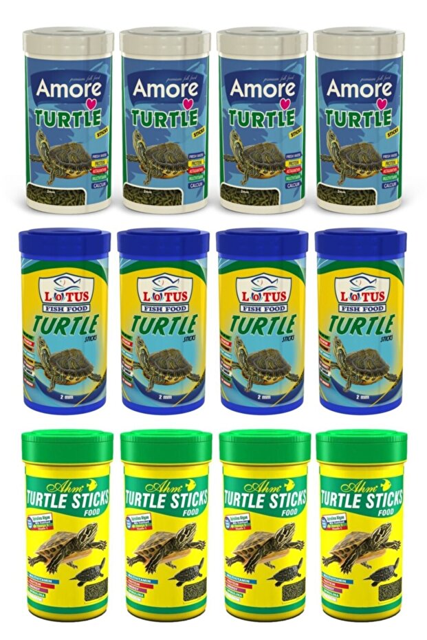 Turtle Sticks 4x250 Ml + Amore 4x250 Ml + Lotus 4x250 Ml Kamplumbağa Yemi - 1