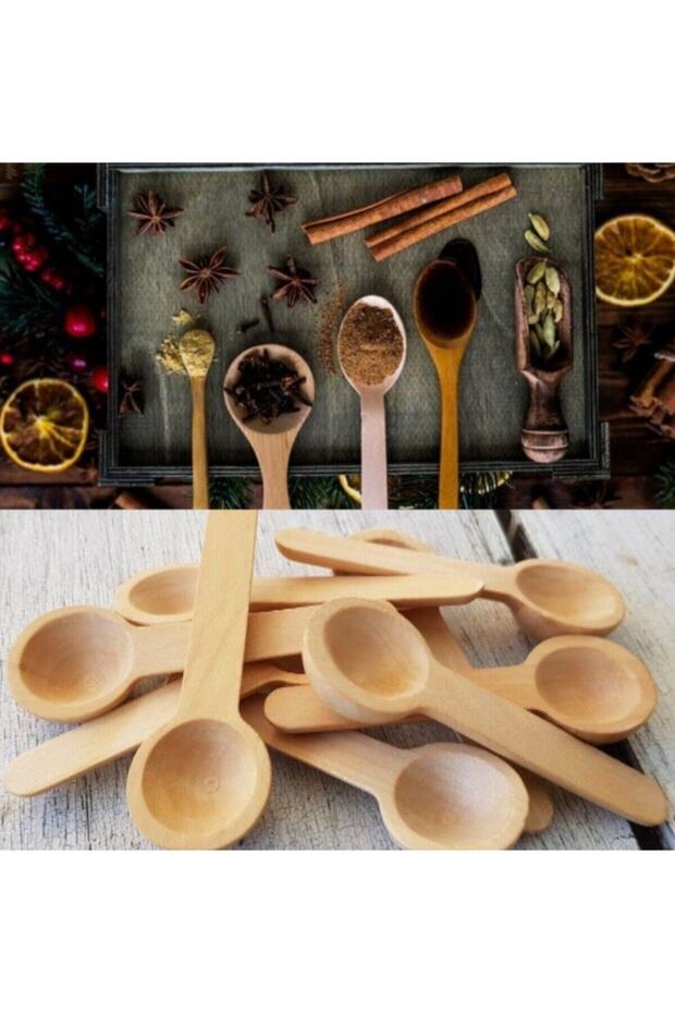 6 Adet Bambu Mini Baharat Kaşığı - 1