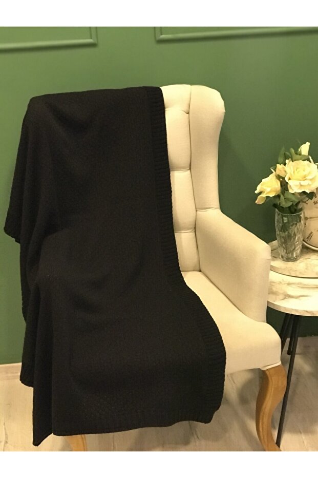 Siyah Triko Omuz Şalı - 4