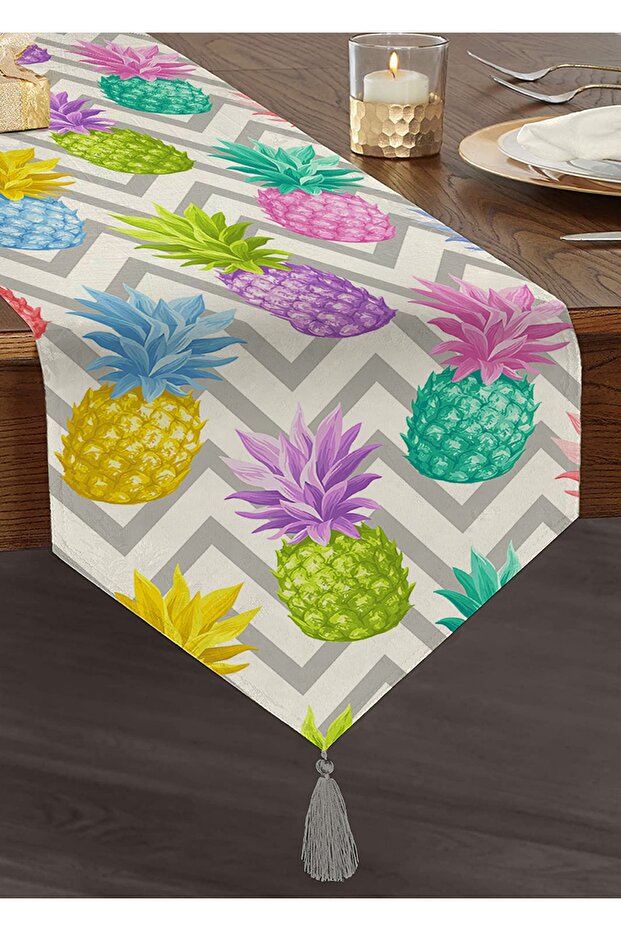 رمادي متعرج نمط الأناناس الحديثة تصميم خاص معنقدة الشنيل مثلث عداء - 1