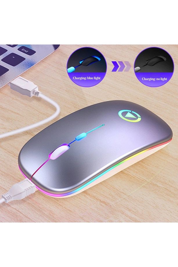 Şarj Edilebilir Kablosuz Led Işıklı Sessiz Optic Mouse - 5