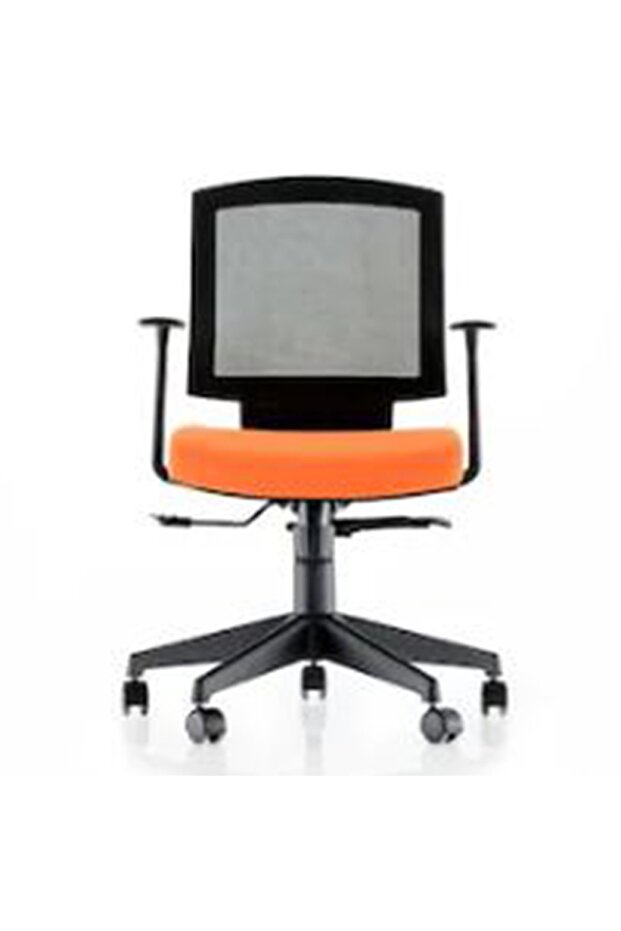 Reks One 100p Fileli Ofis Sekreter Şef Çalışma Koltuğu Turuncu Kumaş Siyah File - 2