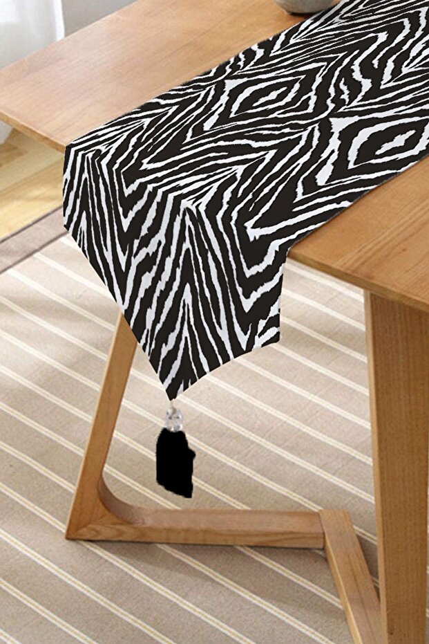 Zebra Pattern Custom Design Digital Printed Modern Tufted Chenille Triangle Runner - 2