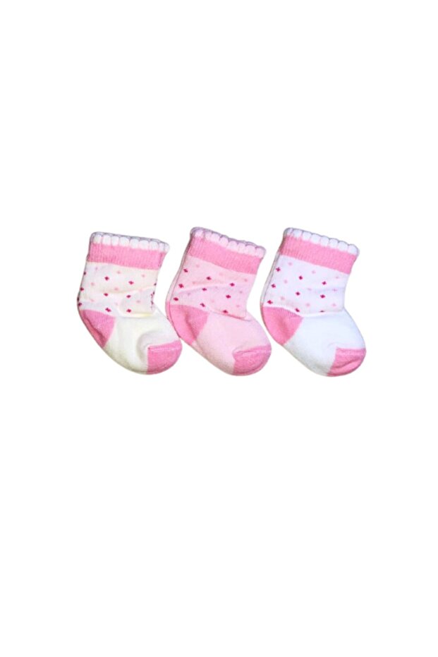 Triple Baby Pink Newborn Socks