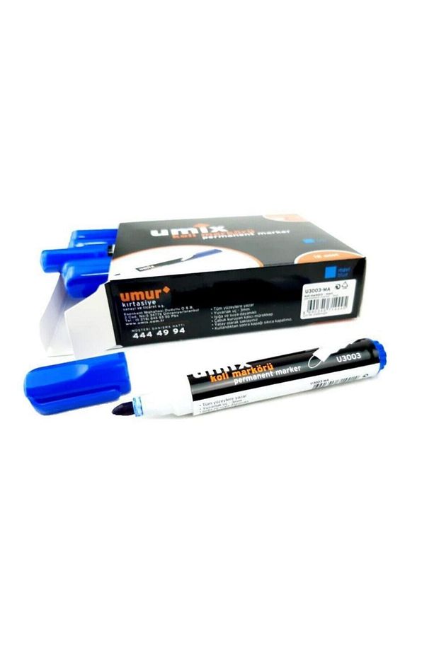 Kalıcı Yuvarlak Uç Koli Markörü Kalemi 3 mm 12'li Kutu U3003 - 1