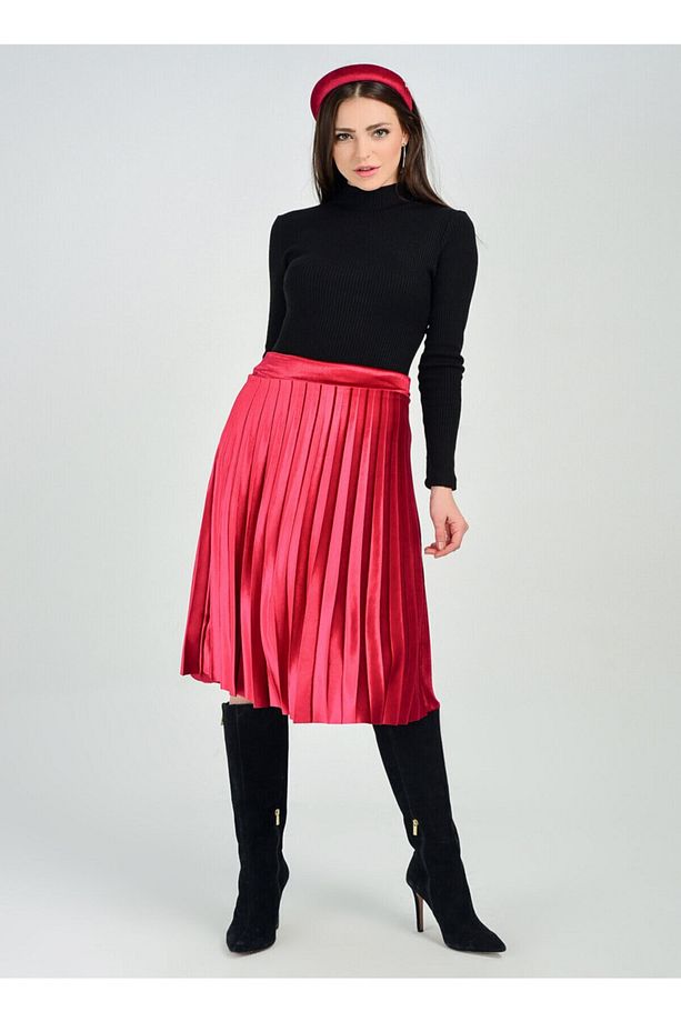 Piliseli Kadife Etek | Etk31827 Bordo - 1