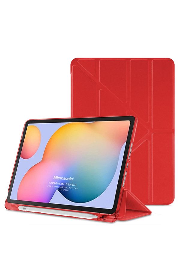 Galaxy Uyumlu Tab S6 Lite Sm P610 10.4" Kılıf Kalem Bölmeli Tri Folding Smart Standlı Pu Deri - 1