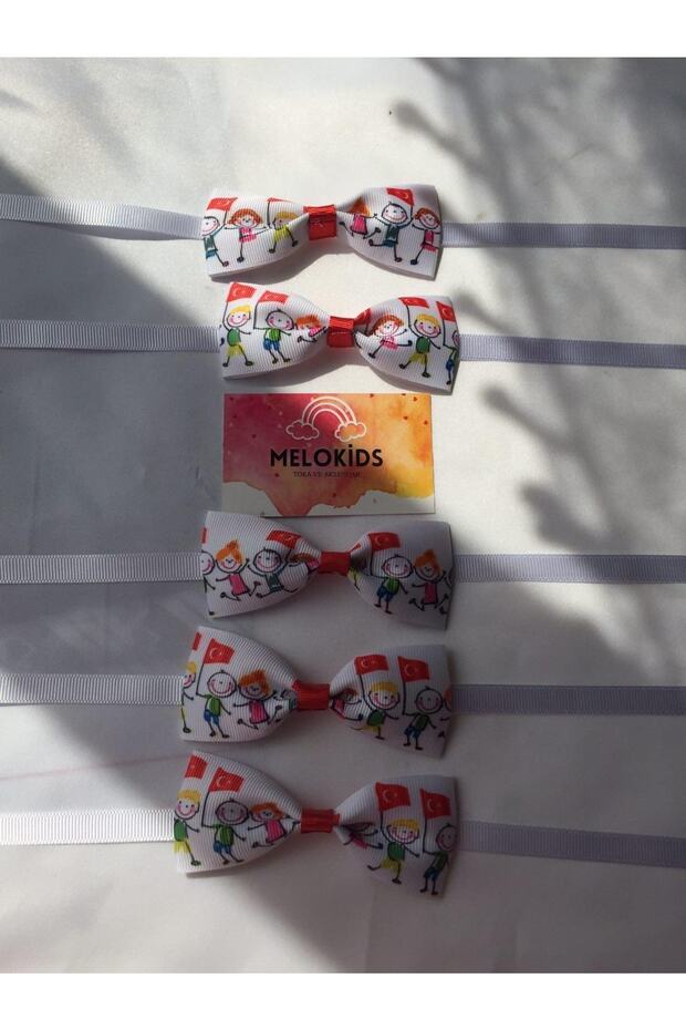 April 23 Turkish Flag Boys' Bow Tie Set with Children 5 Pieces