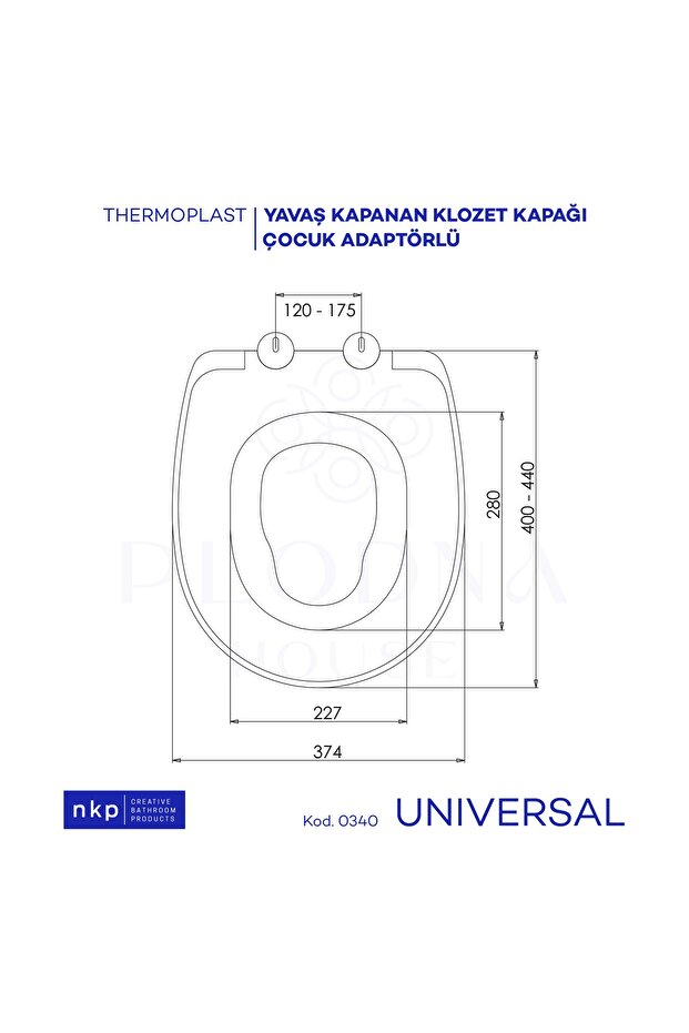 Universal Çocuk Adaptörlü Çift Kullanım Yavaş Kapanan Klozet Kapağı Oval C Form - 4