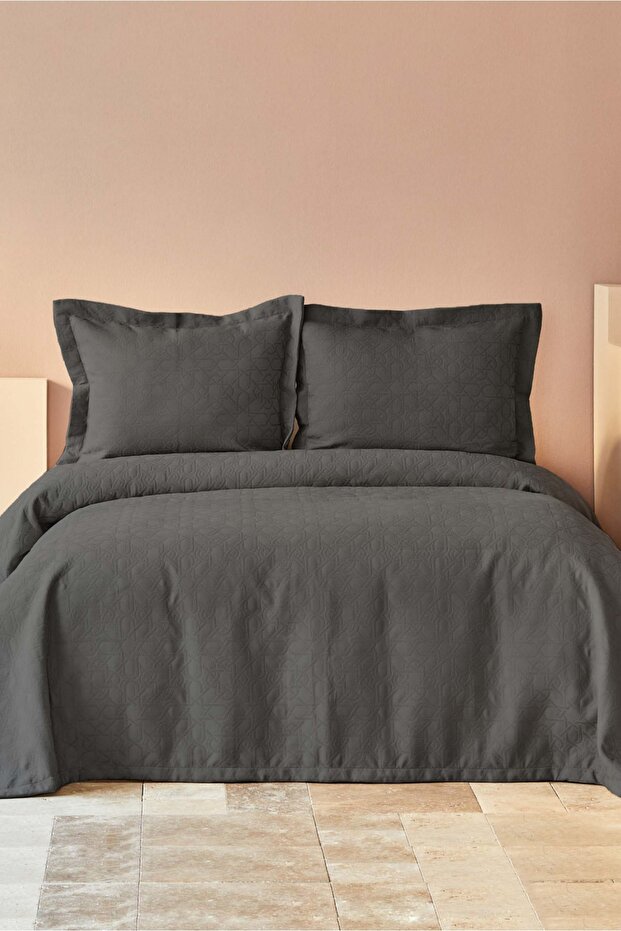 Back To Basic Çift Kişilik Yatak Örtüsü Antrasit - 1