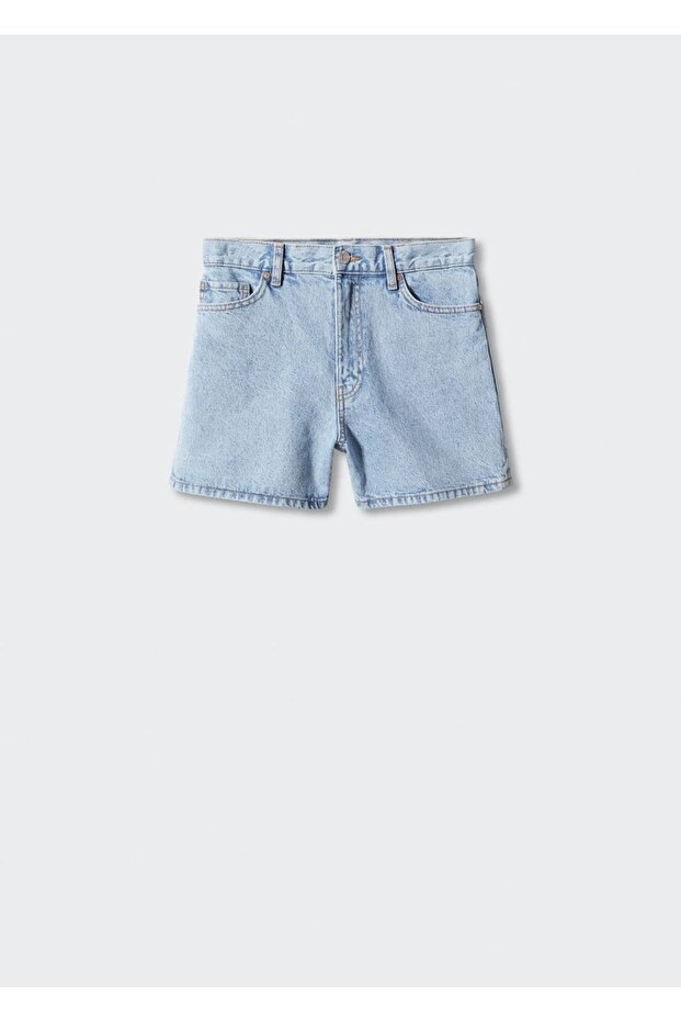 Yüksek Belli Denim Şort - 3