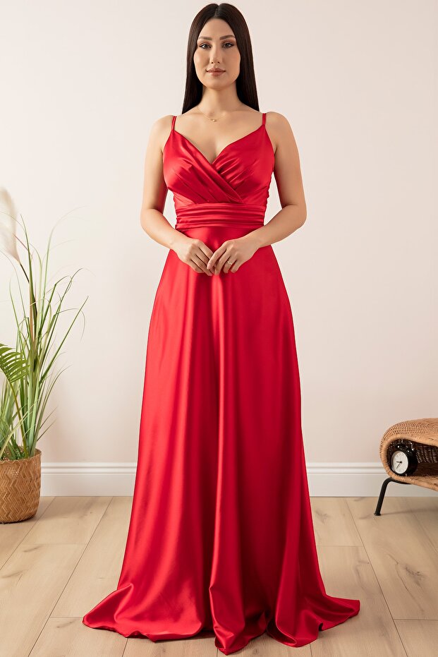 Saten Askılı Elbise 13384 - 5