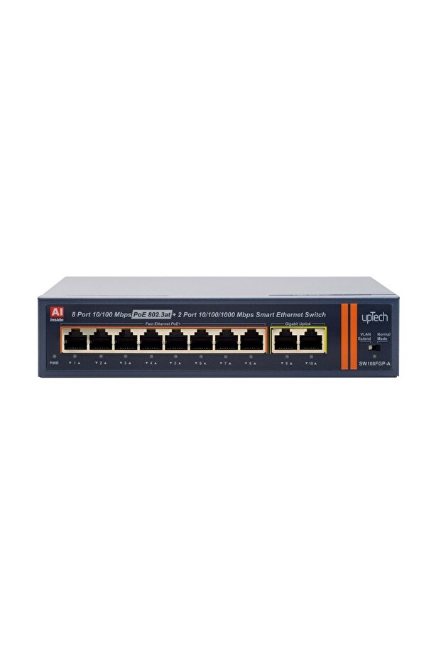Sw108fgp-a 8 Port 10/100m Poe Ethernet Switch + 2 Gigabit Uplink Ieee802.3af/at 120w - 1