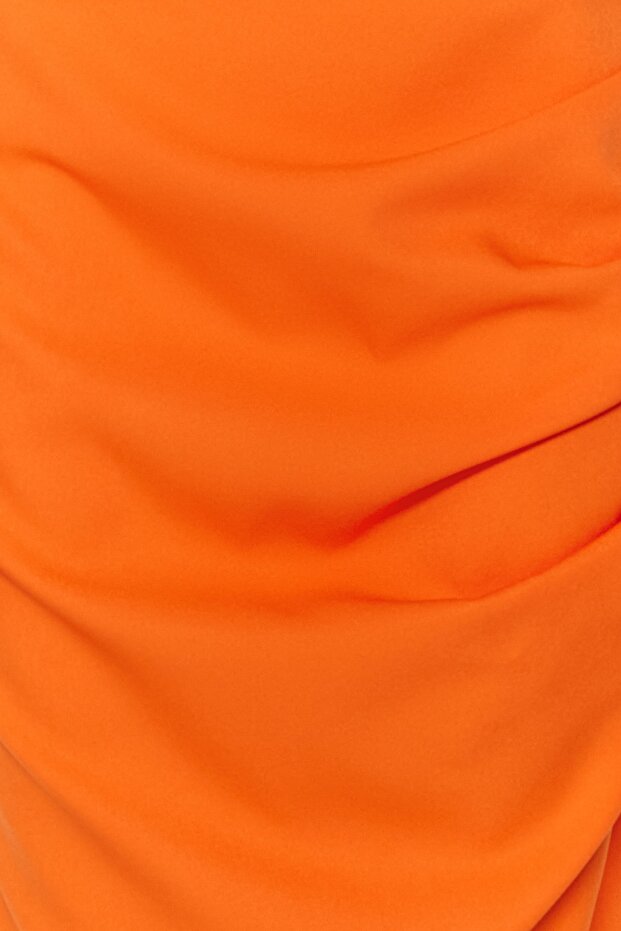 Turuncu Drape Detaylı Dokuma Midi Şık Abiye Gece Mezuniyet Elbisesi TPRSS23EL00543 - 5