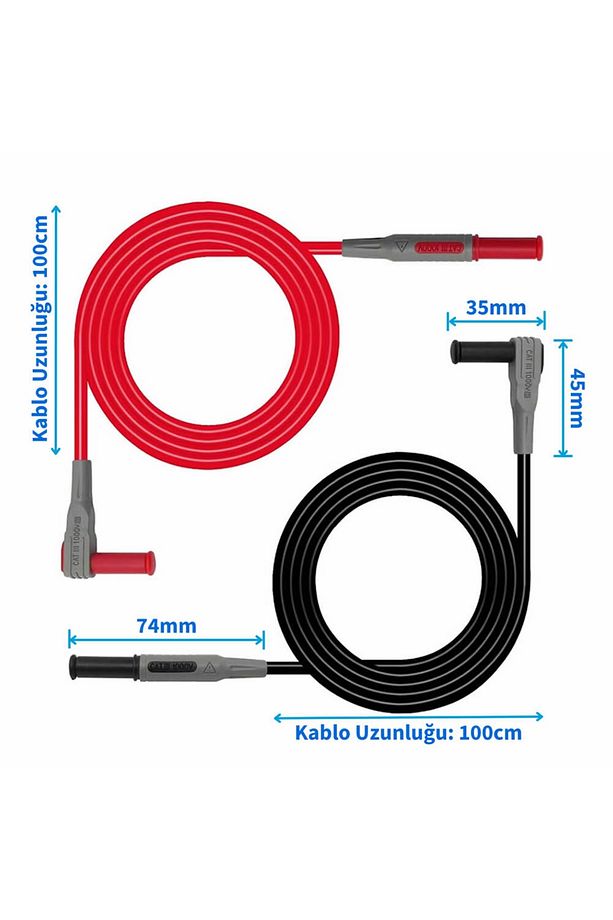 1 Çift P1033 Multimetre Probu 4mm Banana Tip Soket 1000v 10a Catııı 1 Mt Kablo Voltmetre Avometre - 4