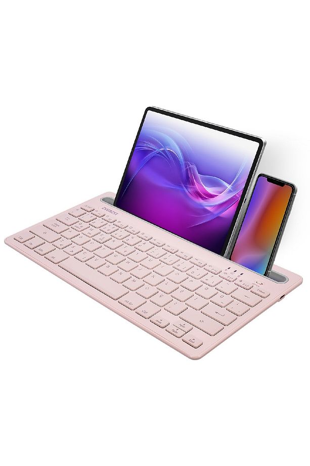 Kb-bt82 Pembe Bluetooth Ultra Ince Şarjlı Mac Win Android İos Uyumlu Tablet Standlı Kablosuz Klavye - 3
