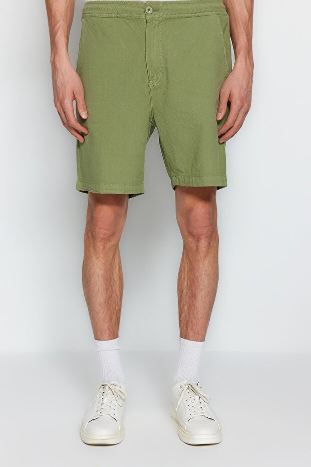 Haki Loose Fit Pamuklu Bağcıklı Şort TMNSS23SR00056 - 4