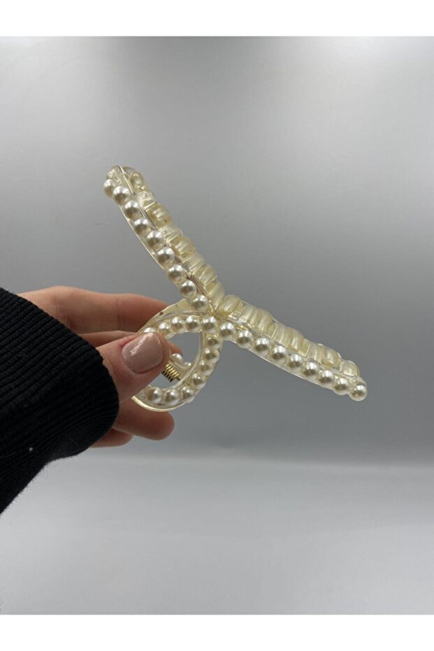 Women's Beige Pearl Stone Pinch Buckle