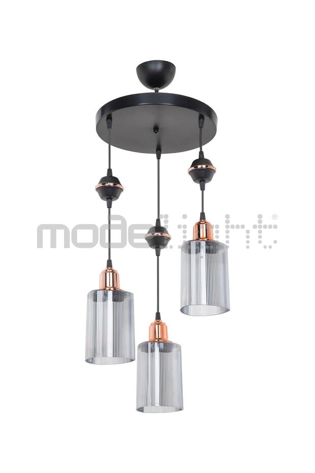 Akses Küre / Karo 3lü Optik Camlı Avize - 3