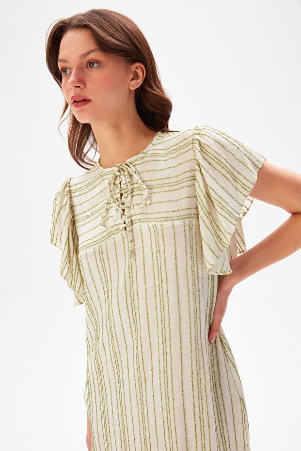 Önü Bağcıklı Mini Elbise - 5