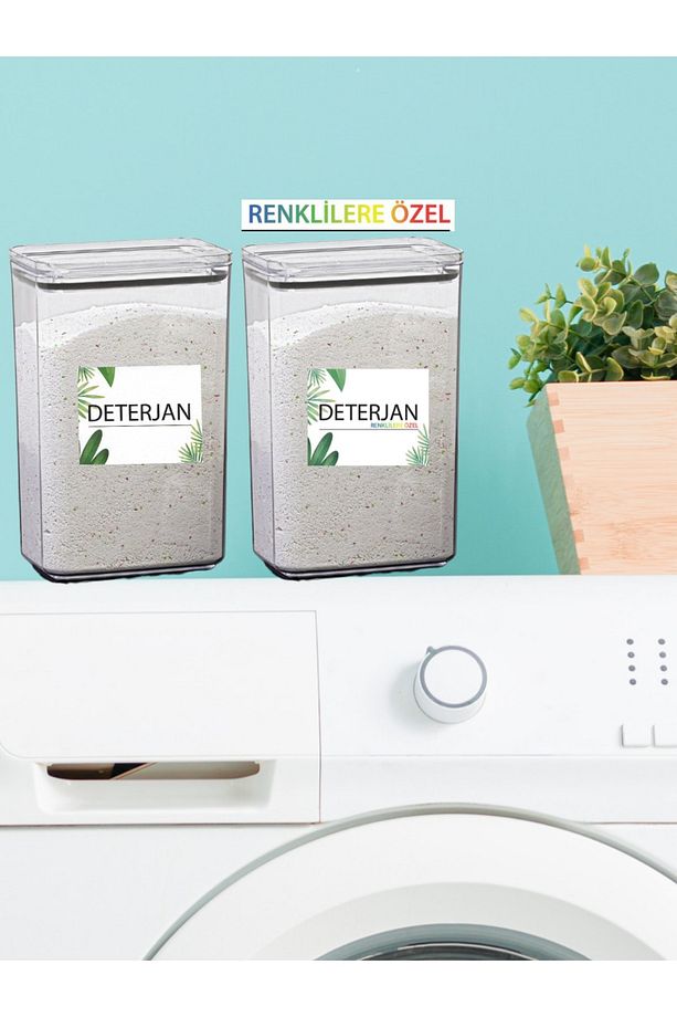 Renkli Deterjan &amp; Deterjan Dikdörtgen 2,9 Lt Vakum Kapaklı 2&#39;li Set Saklama Kutusu - 3