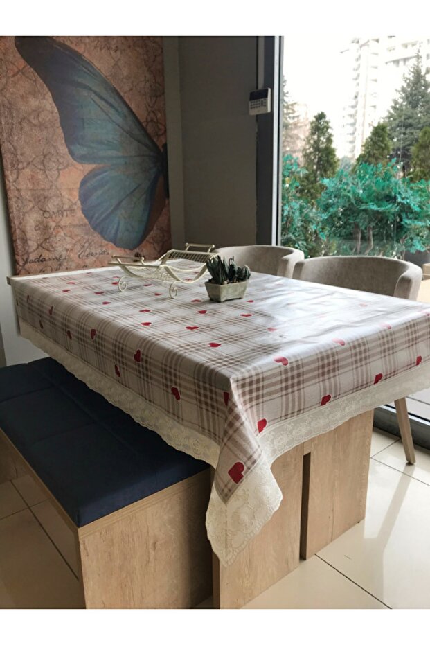 PVC Lacy | Colorful Patterned Luxury Tablecloth | Oilcloth Fiber Based Non-Slip Wipeable Stain Resistant